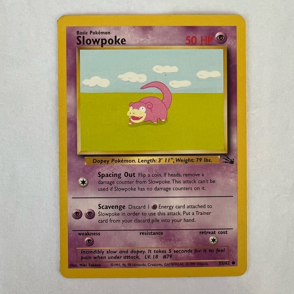 Vintage Pokemon Slowpoke Fossil Set Playing Card